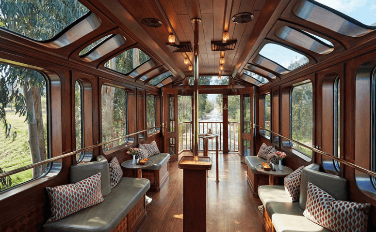 luxurious train compartment with panoramic windows