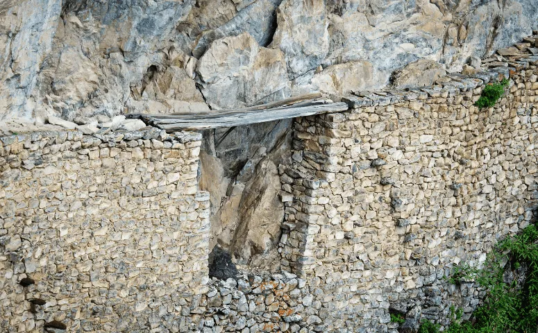 ancient inca bridge made out of stones