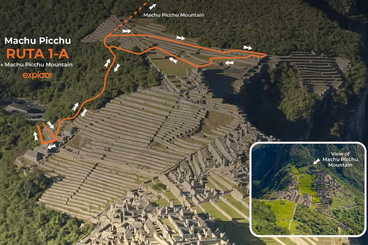 View on machu picchu ruins and the route which you will be discovering with Exploor Peru