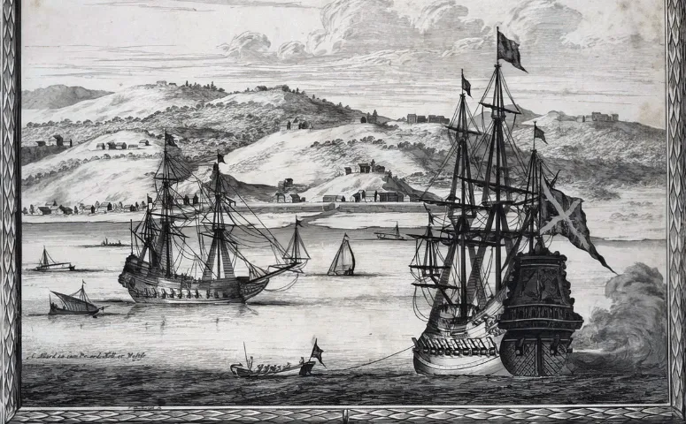painting of Spanish ships during colonisation